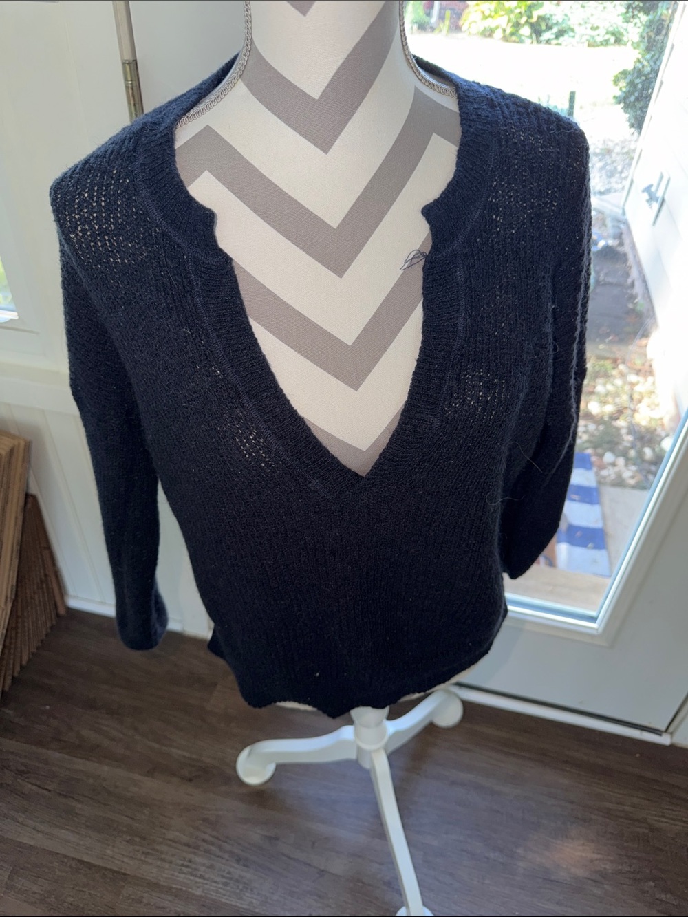 Navy V-Neck Women's Sweater